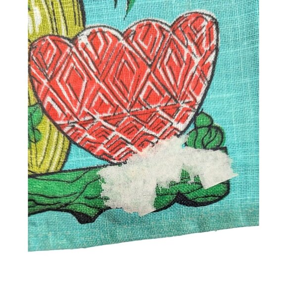 vtg Linen Tea Towel Antique Glass Pattern Jars Vases Flowers  Parisian Print - Picture 6 of 6